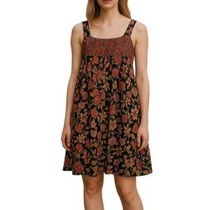NWT Free People Black Pink Oh Baby Floral Mini Dress Size Medium